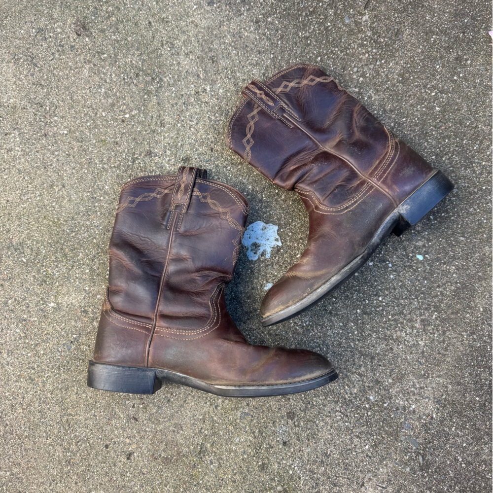 Ariat Brown Leather Western Ankle Boots - Picture 2 of 6